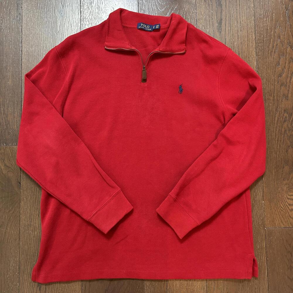 Polo Ralph Lauren Red Quarter-Zip Sweater Size XL